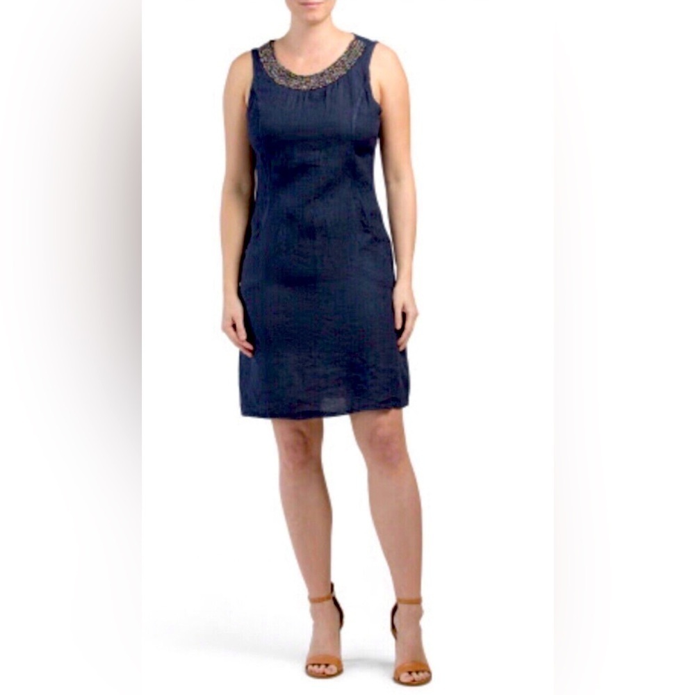Lina Tomei Embellished Linen Dress